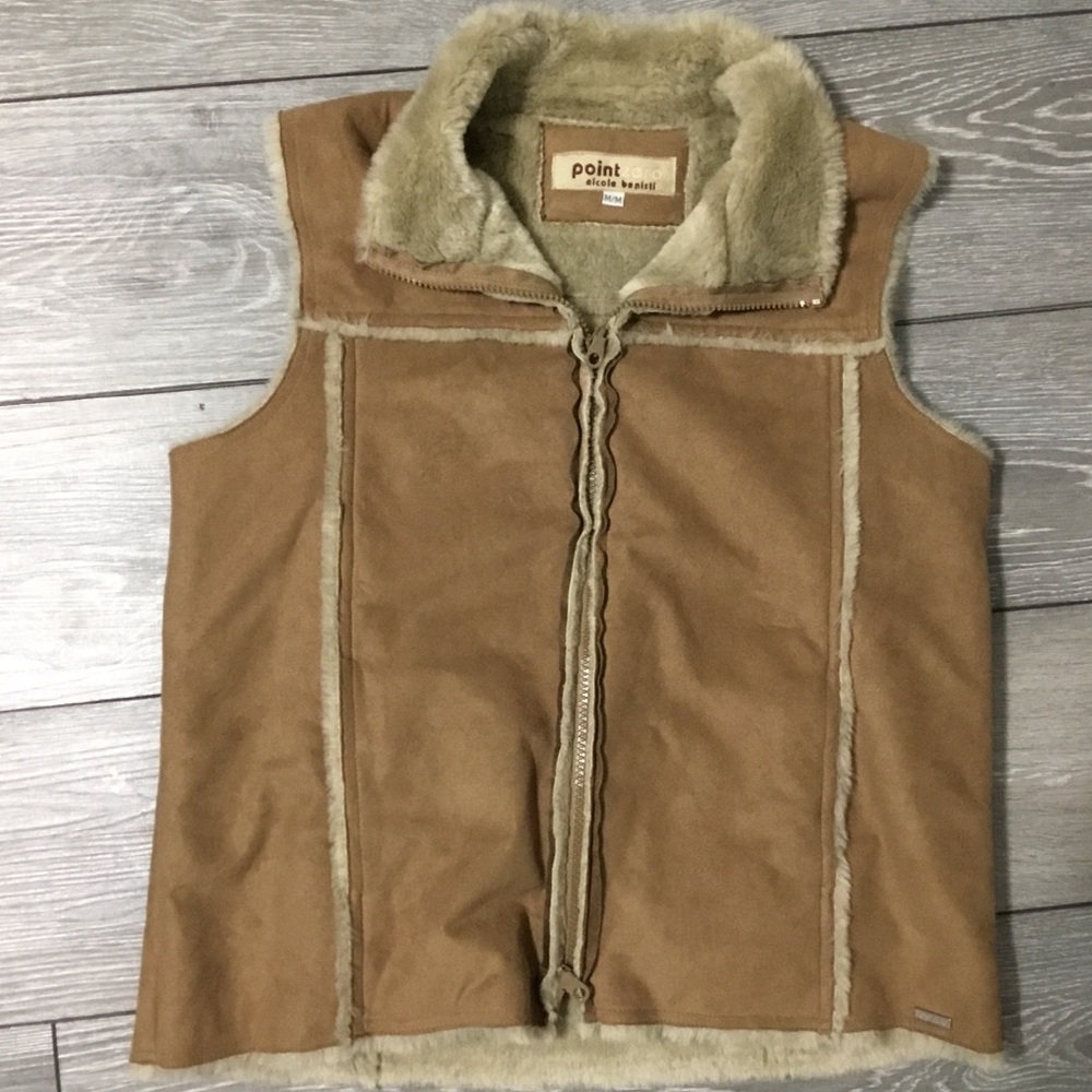 EUC NICOLE BENISTI POINT ZERO Faux Shearling Vest M